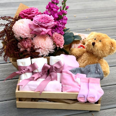 Baby Girl box and blooms